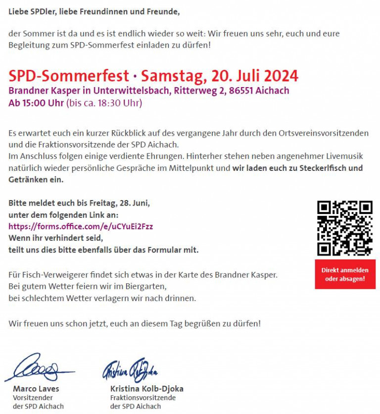 SPD-Sommerfest am Sa., 2024-07-20